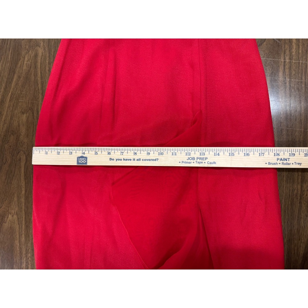 Loralie Original Vintage Red Embroidered Ruffle Maxi Dress V-Neck Formal Gown - Picture 10 of 10